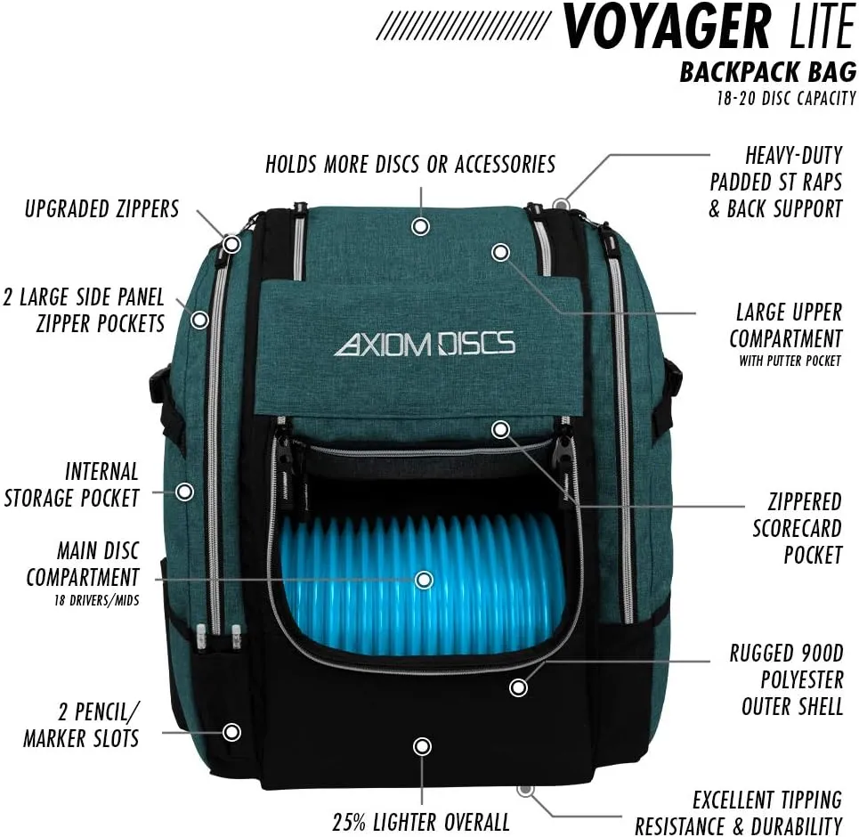 Axiom Discs Voyager Lite Backpack Disc Golf Bag (Choose Your Favorite Color)