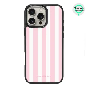 Baby Pink Stripe - iPhone 16 Pro Max Frosted Black Bumper MagSafe Case