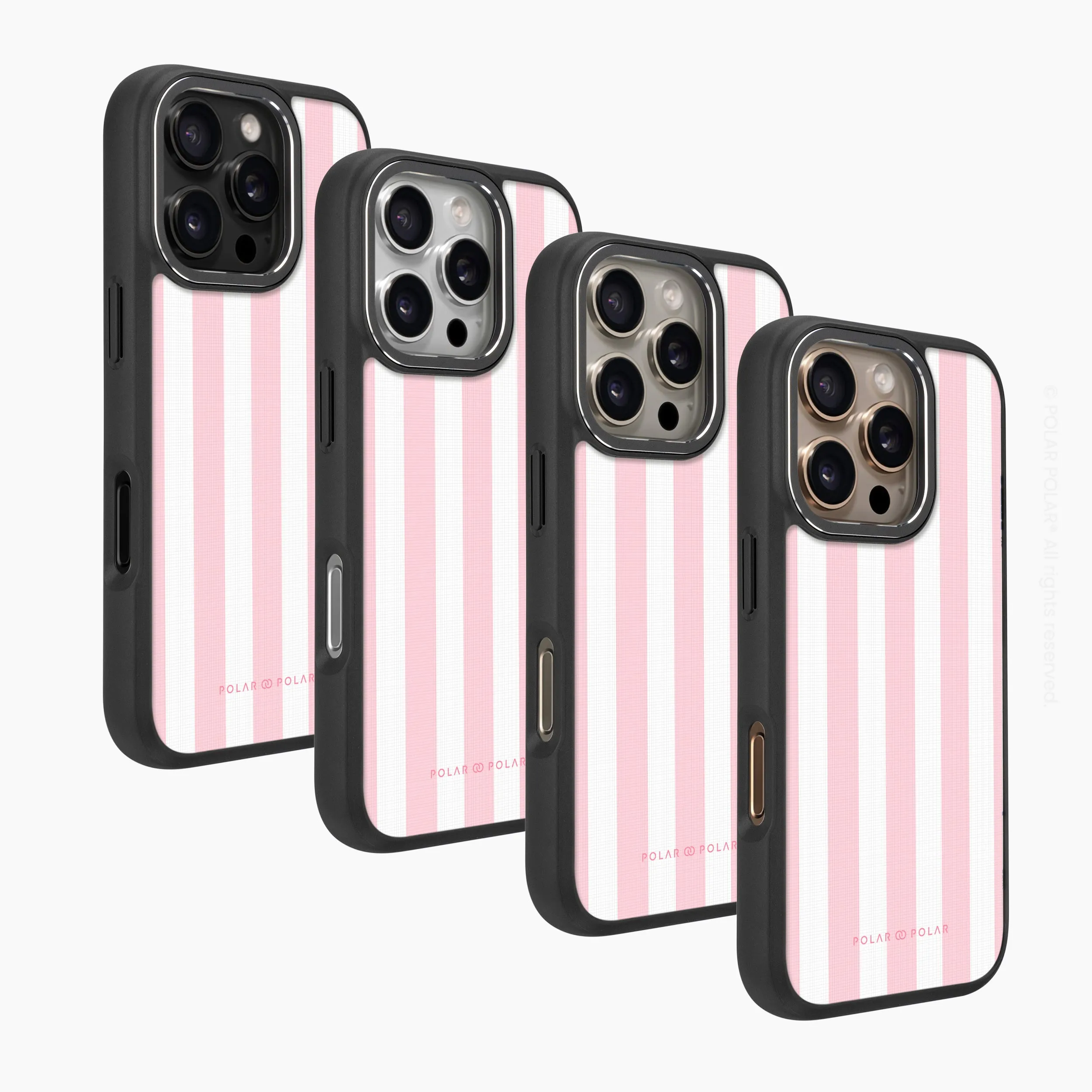 Baby Pink Stripe - iPhone 16 Pro Max Frosted Black Bumper MagSafe Case