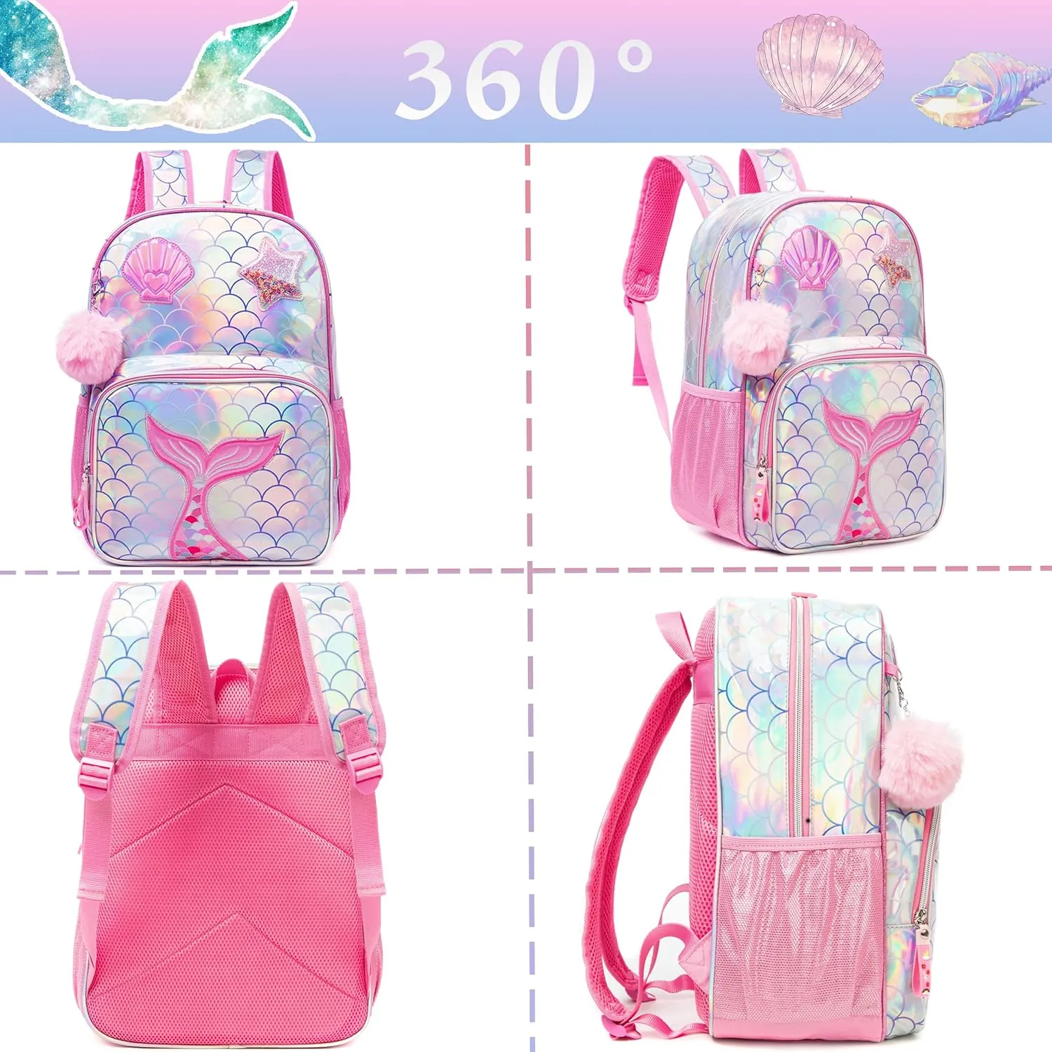 Backpack for Girls Elementary Bookbag for School Backpack Set Girls Preschool Book Bag with Lunch Box Pencil Case