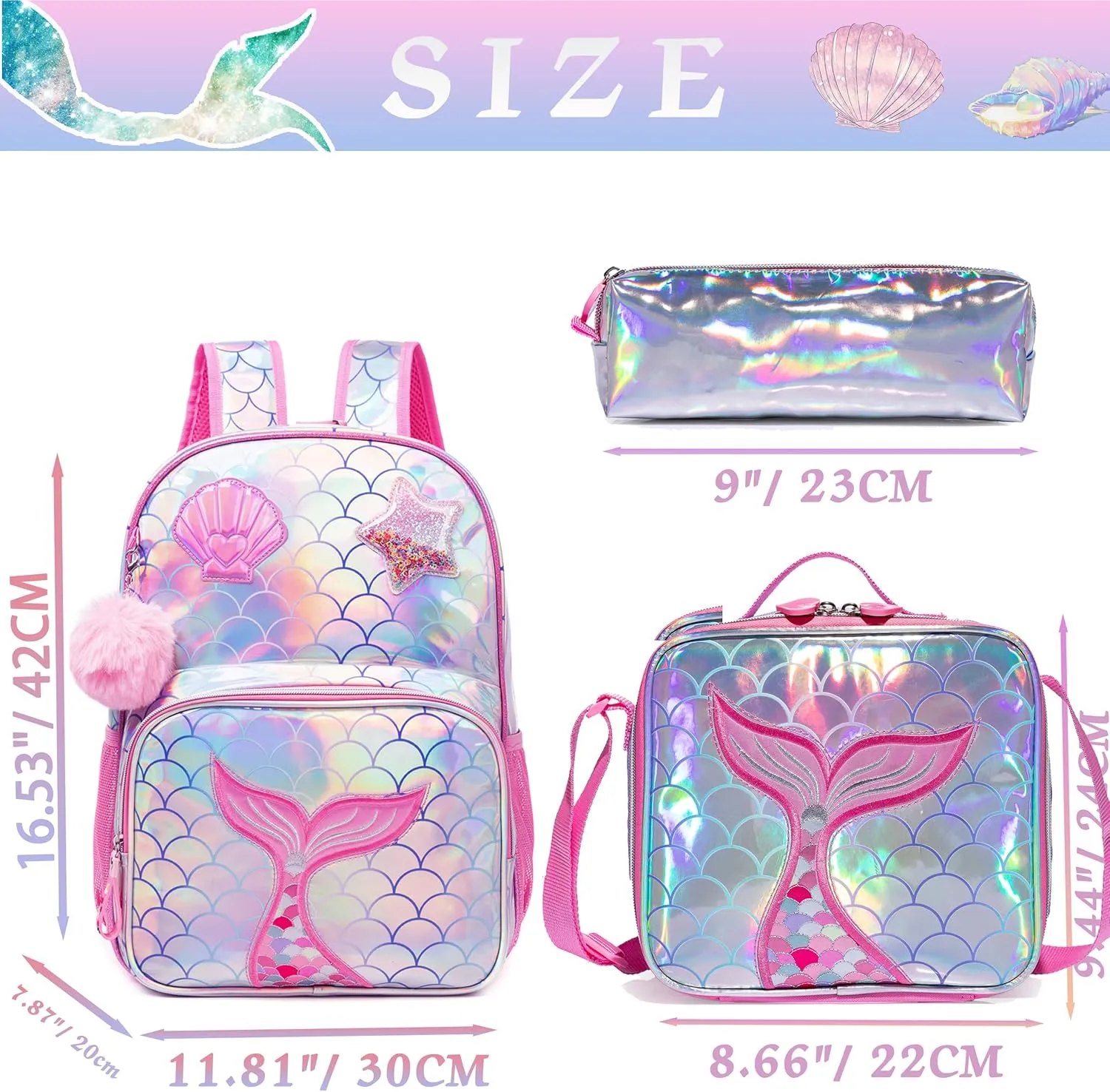Backpack for Girls Elementary Bookbag for School Backpack Set Girls Preschool Book Bag with Lunch Box Pencil Case