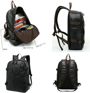 Backpack Vintage Men's Backpack Fashion Pu Leather Laptop Bag Pocket Travel Backpack