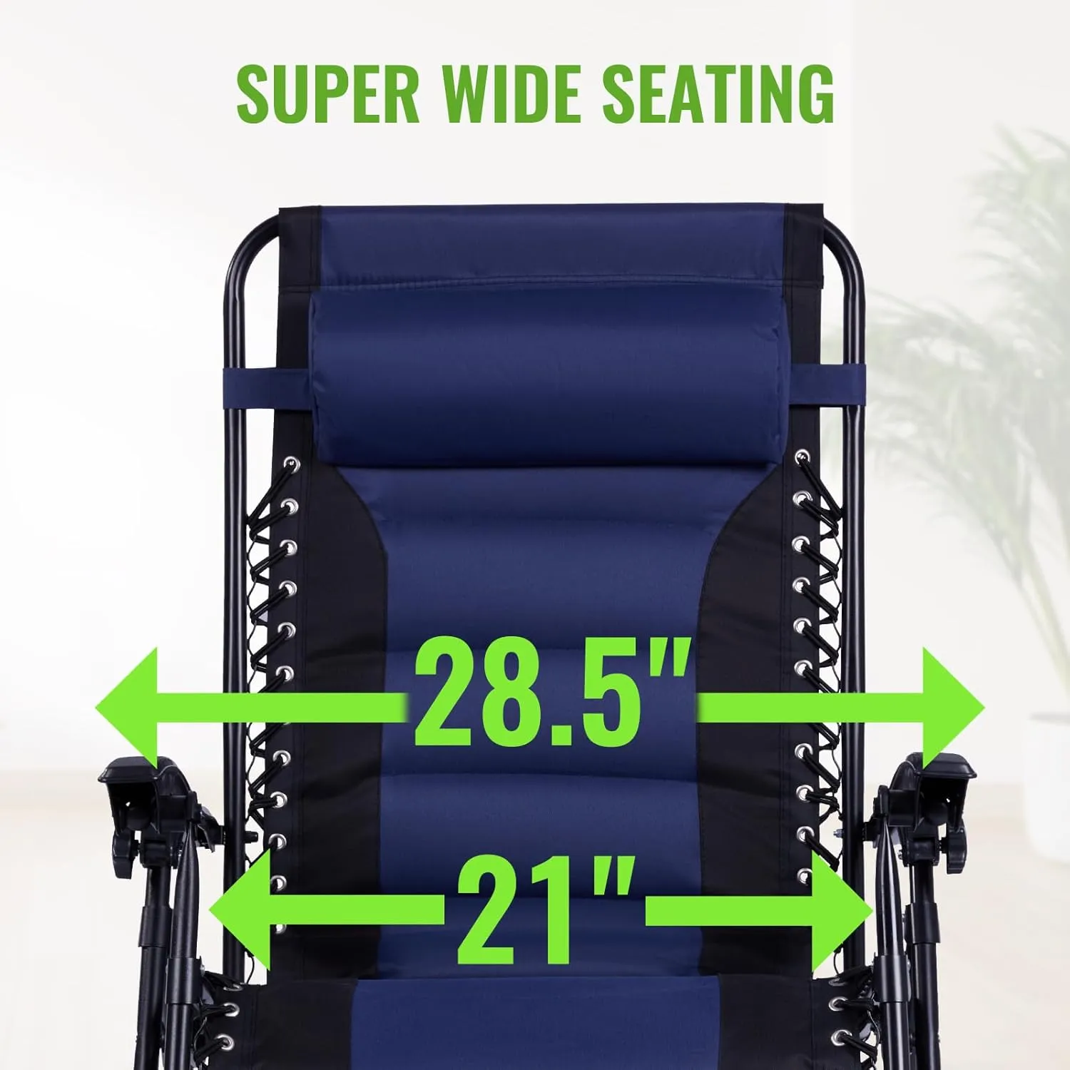 Backyard Expressions Deluxe XL Padded Recliner Chair – Ergonomic Anti-Gravity Lounger with Folding Design, Side Tray, and Adjustable Headrest
