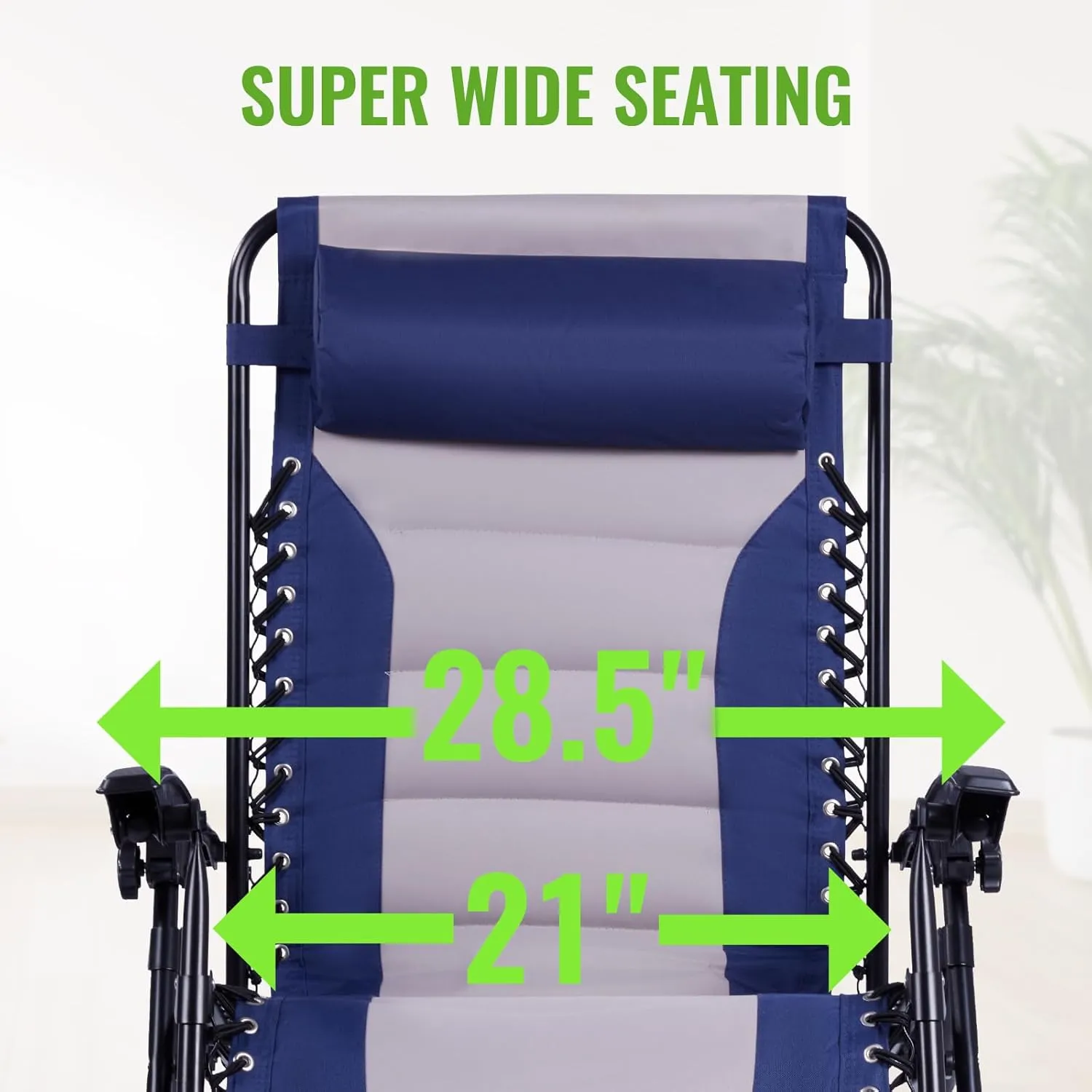 Backyard Expressions Deluxe XL Padded Recliner Chair – Ergonomic Anti-Gravity Lounger with Folding Design, Side Tray, and Adjustable Headrest