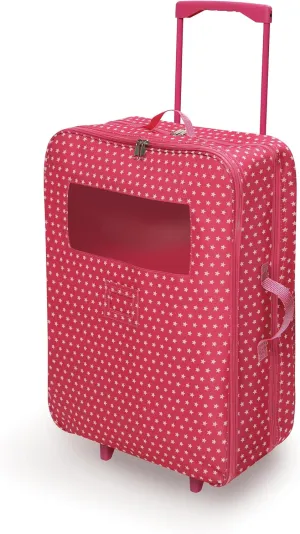 Badger Basket Double Trolley Doll Carrier with Two Sleeping Bags and Pillows – Perfect for 18-Inch Dolls in Pink Star Design