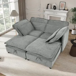 Ball & Cast 65" Modular Sectional Sofa,Convertible Cloud Couch Set,Minimalist Oversized 4 Seat with Double-Layer Cushions & Storage Space,Comfy Deep Seat Sofas,for Living Room,Office,Apartment,Grey