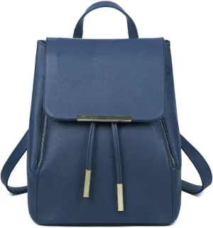 B&E LIFE Fashion Shoulder Bag Rucksack PU Leather Women Ladies Backpack Travel bag (Dark Blue)