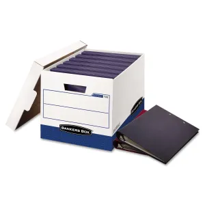 Bankers Box® Binderbox Storage Boxes, Letter Files, 13.13" X 20.13" X 12.38", White/blue, 12/carton