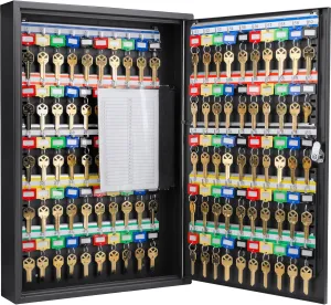 Barska Adjustable Key Cabinet Lock Box with Colorful Key Tag Labels - 100 Position - Key Lock - Black