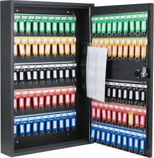 Barska Adjustable Key Cabinet Wall Mount Lock Box with Colorful Key Tag Labels for Key Storage & Organization - 100 Position - Combination Lock - Black