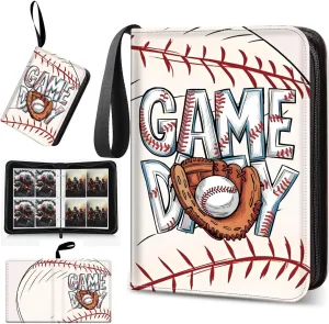 Baseball Card Binder, Trading Card Holder Protectors, 4 Pocket Fits 400 Cards with 50 Removable Sleevesves Card Storage Album Folder Case Collector