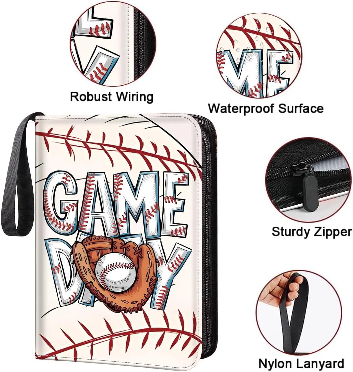 Baseball Card Binder, Trading Card Holder Protectors, 4 Pocket Fits 400 Cards with 50 Removable Sleevesves Card Storage Album Folder Case Collector