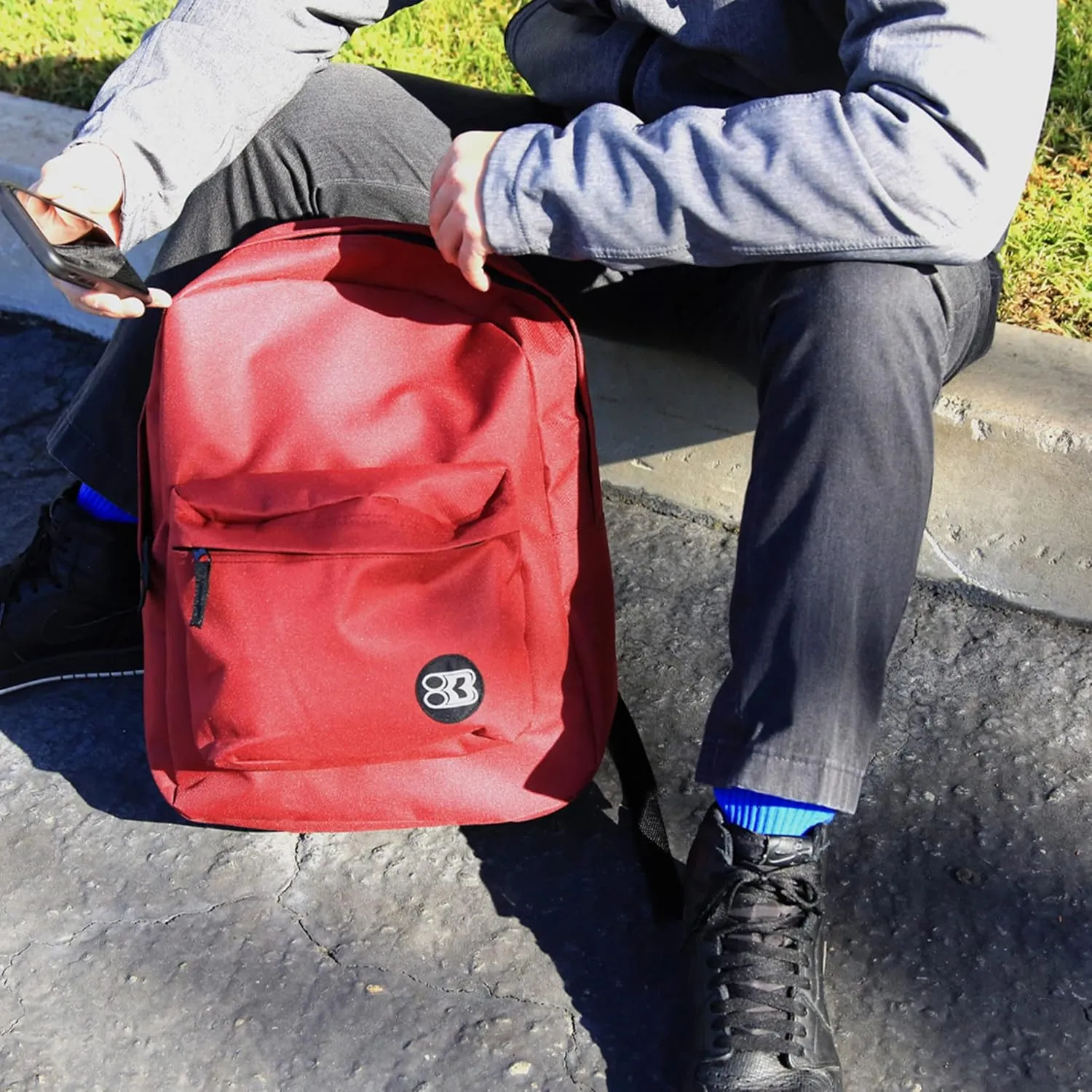 BAZIC School Backpack 16" Black, Lightweight School Bag Padded Back & Adjustable Strap for Students, Travel Bag Fit A4 Notebook, 1-Pack