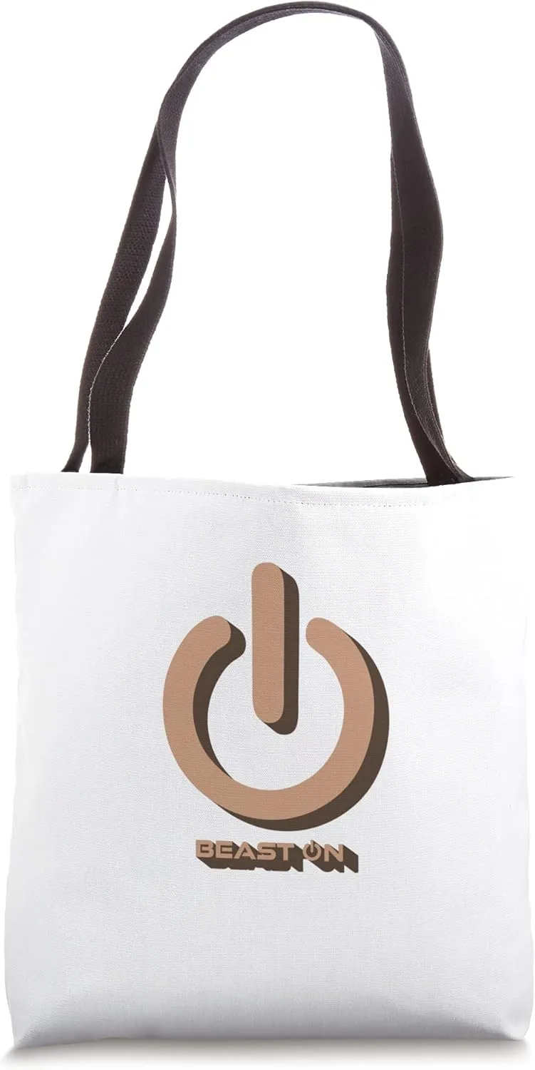 Beast On Beige Back Motif Bodybuilding Fitness Gym Sayings Tote Bag