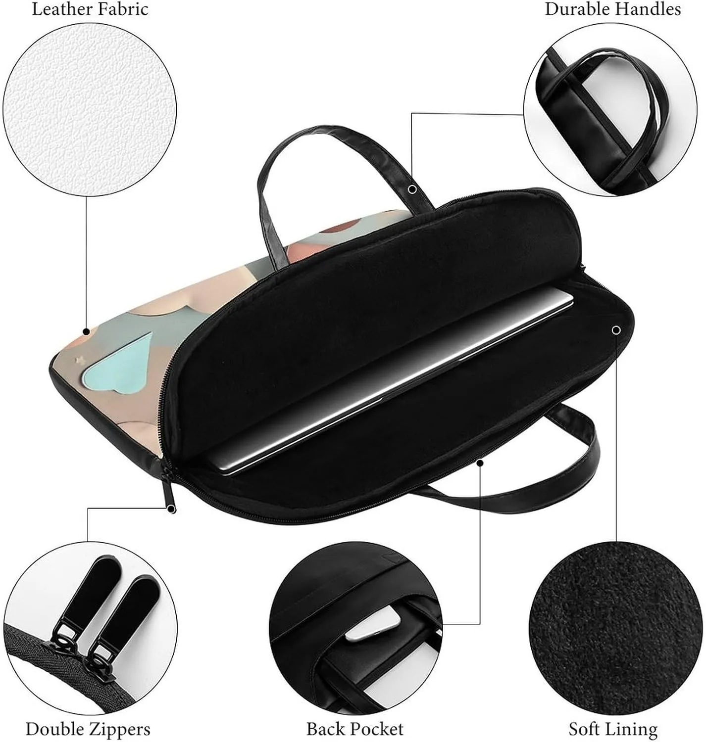 Beautiful Sunflower Laptop Bag for Women Handheld Leather Computer Bag Laptop Messenger Bag Briefcase