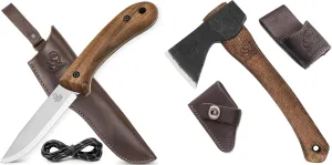 BeaverCraft BSH2 Glacier Bushcraft Knife AX1 Hand Forged Hatchet Axe with Sheath
