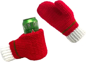 Beer Mitten Gloves, A Pair of Knit Stitched Drink Mitt Holders for Gag Gift Tailgating Idea Keeps Hands Warm in Winter