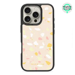 Beige Terrazzo - iPhone 16 Pro Frosted Black Bumper MagSafe Case