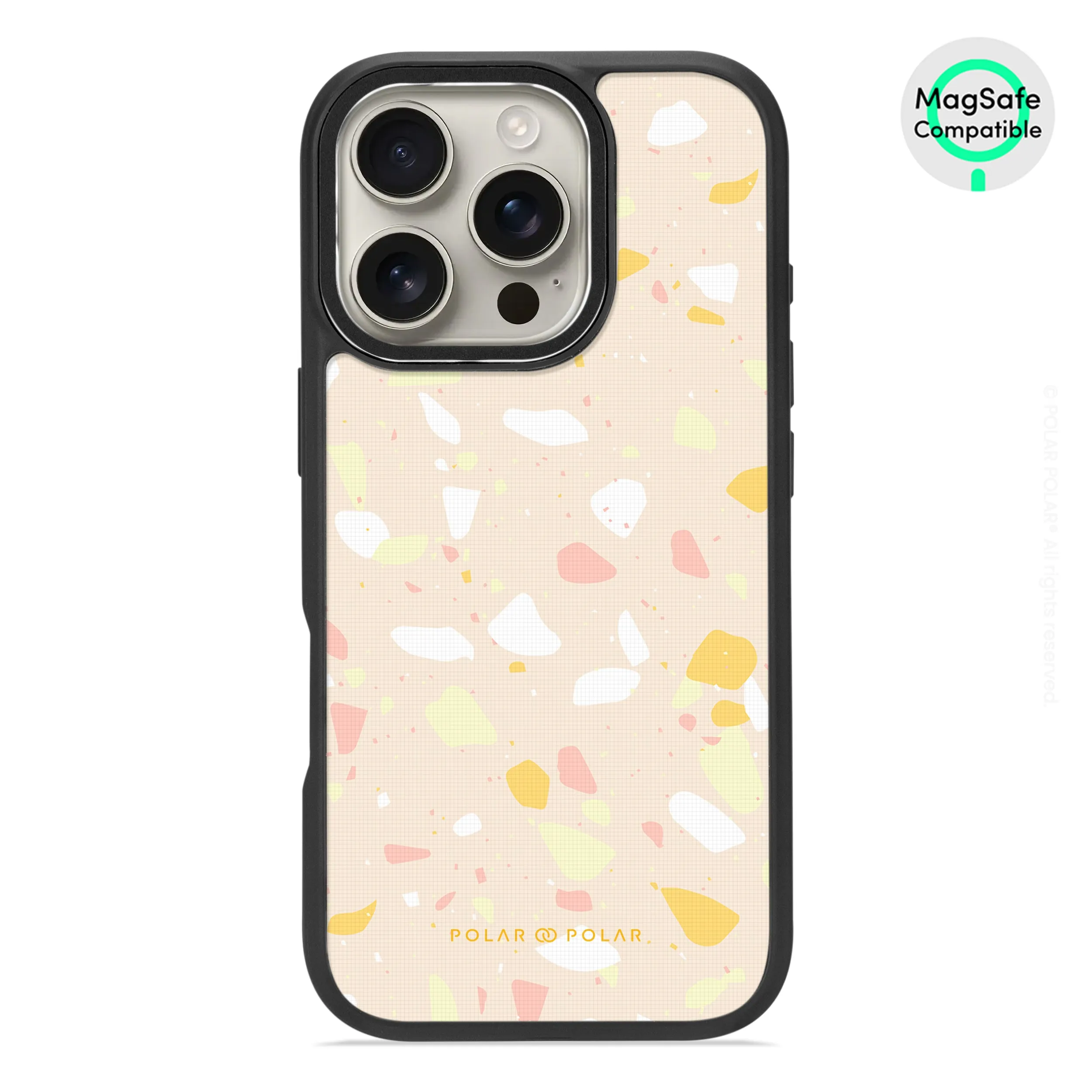 Beige Terrazzo - iPhone 16 Pro Frosted Black Bumper MagSafe Case