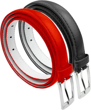 Belle Donne Belt Women, Skinny Dress Belts, Silver Polished Buckle, For Womens Clothes and Fine Dresses, Classy Style