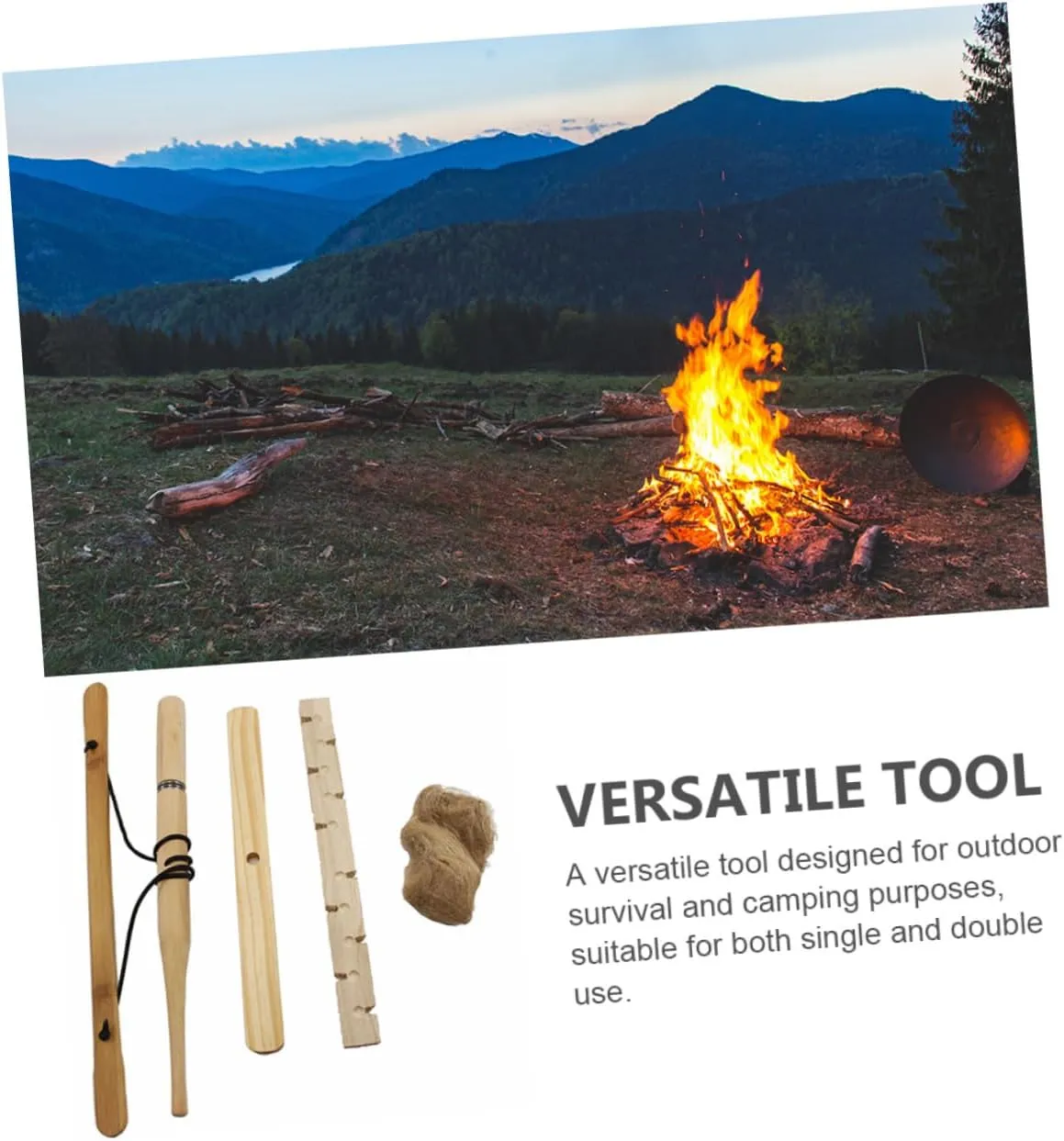 BESPORTBLE Camping Bow Drill Kit Emergency Ignitor Kit Camping Fire Equipments Fire Piston Kit Outdoor Fire Making