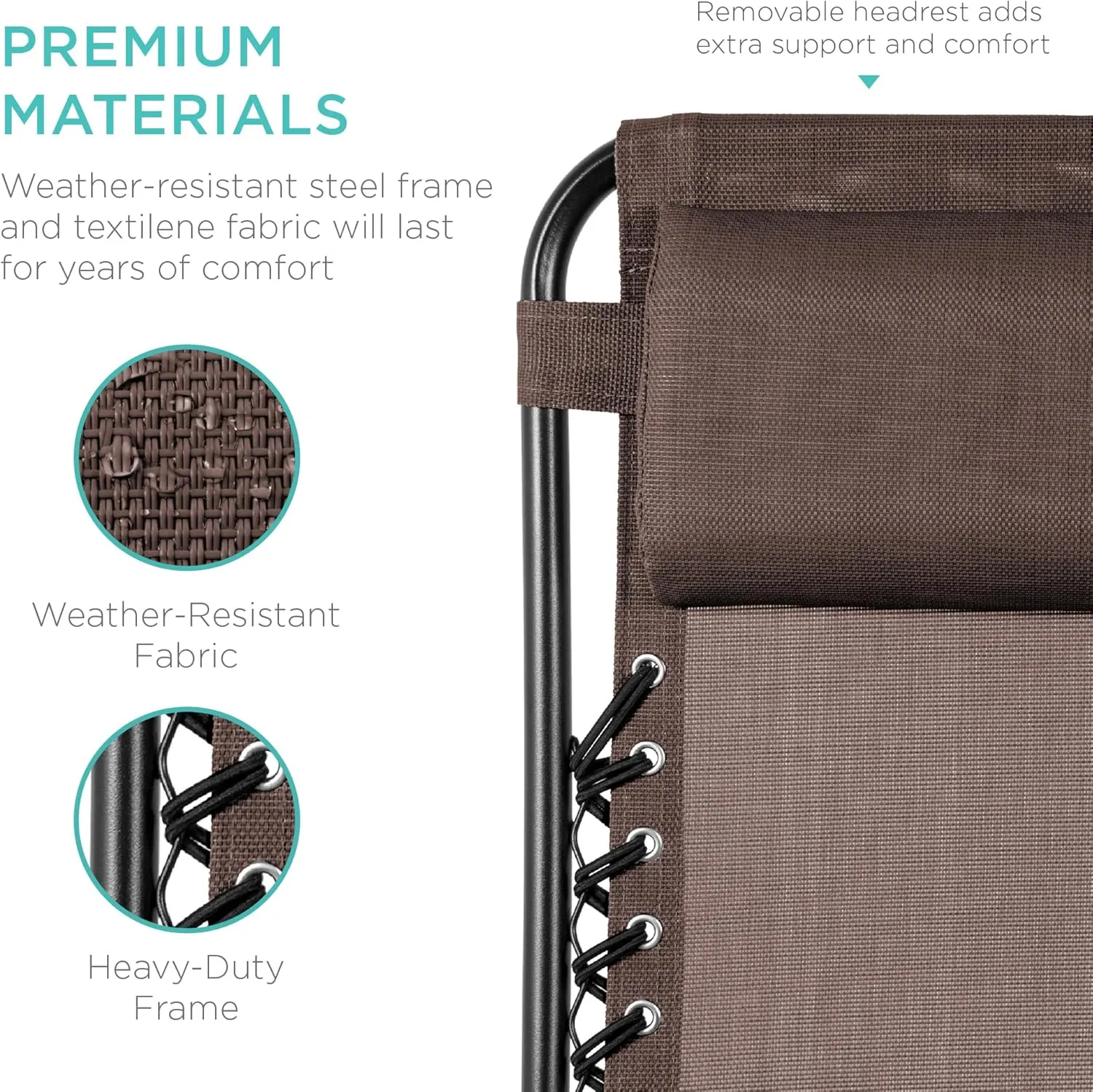 Best Choice Products Set of 2 Adjustable Steel Mesh Zero Gravity Lounge Chair Recliners w/Pillows and Cup Holder Trays - Brown