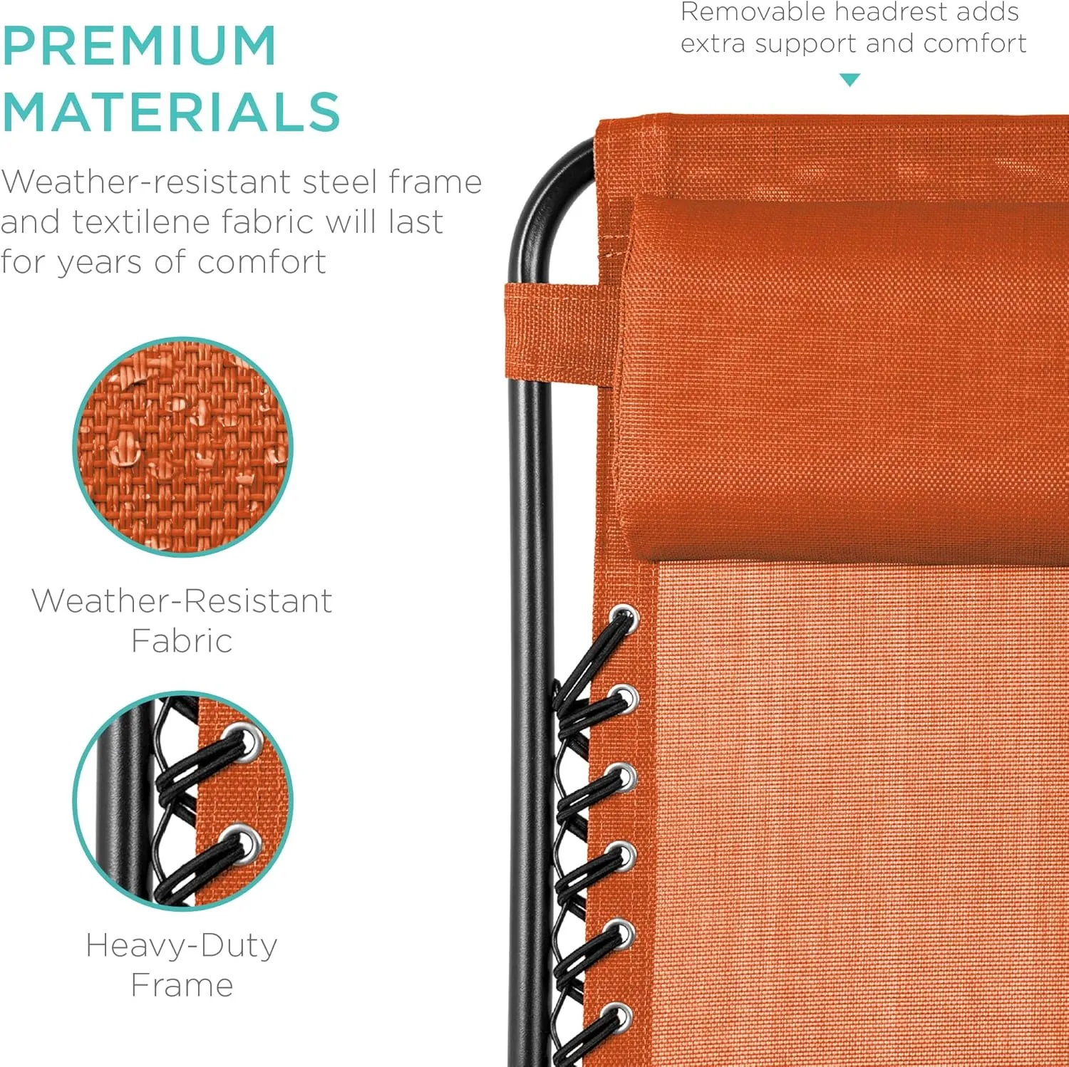 Best Choice Products Set of 2 Adjustable Steel Mesh Zero Gravity Lounge Chair Recliners w/Pillows and Cup Holder Trays - Burnt Orange