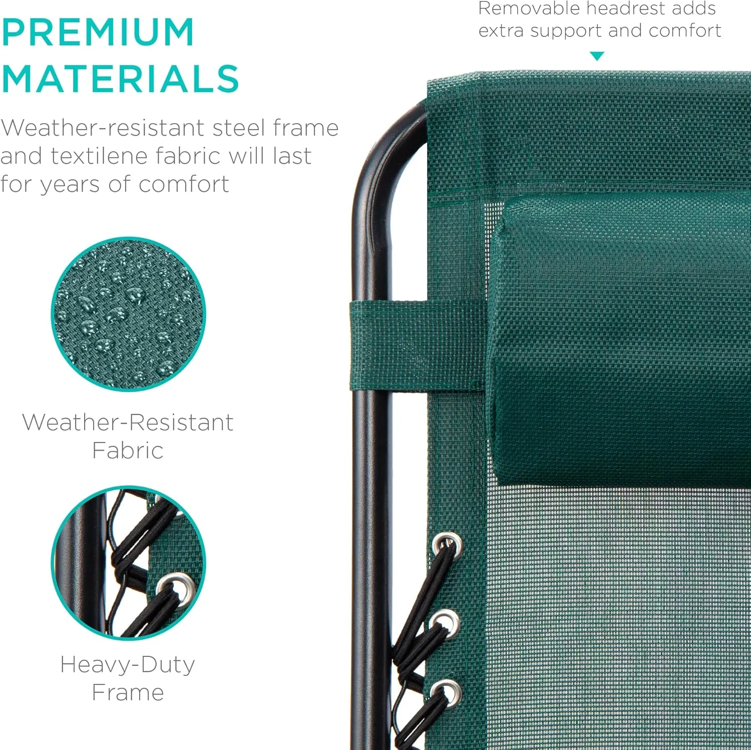 Best Choice Products Set of 2 Adjustable Steel Mesh Zero Gravity Lounge Chair Recliners w/Pillows and Cup Holder Trays - Forest Green