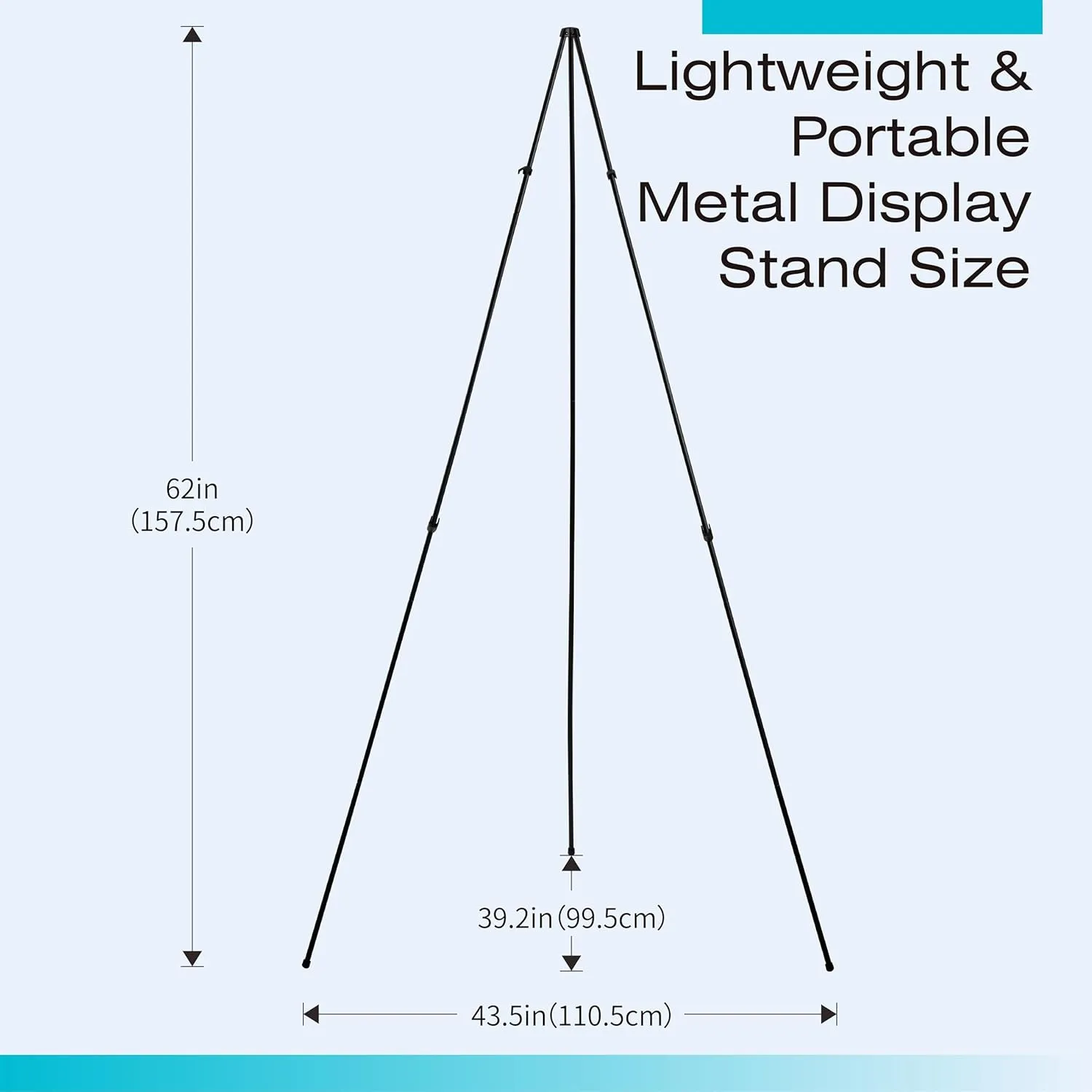 Bianyo Upgraded Display Stand with Upper Cover & Carry Bag, Black/White Steel, 5 lb Capacity, Adjustable & Portable for Indoor/Outdoor Canvas, Posters & Boards (Black, Pack of 1)