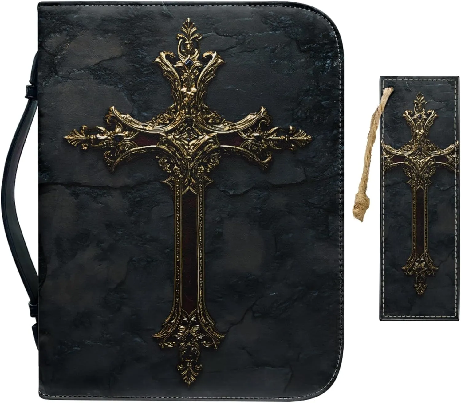 Bible Case - Large Cover for Men and Women, PU Leather Carrying Case With Cross Print