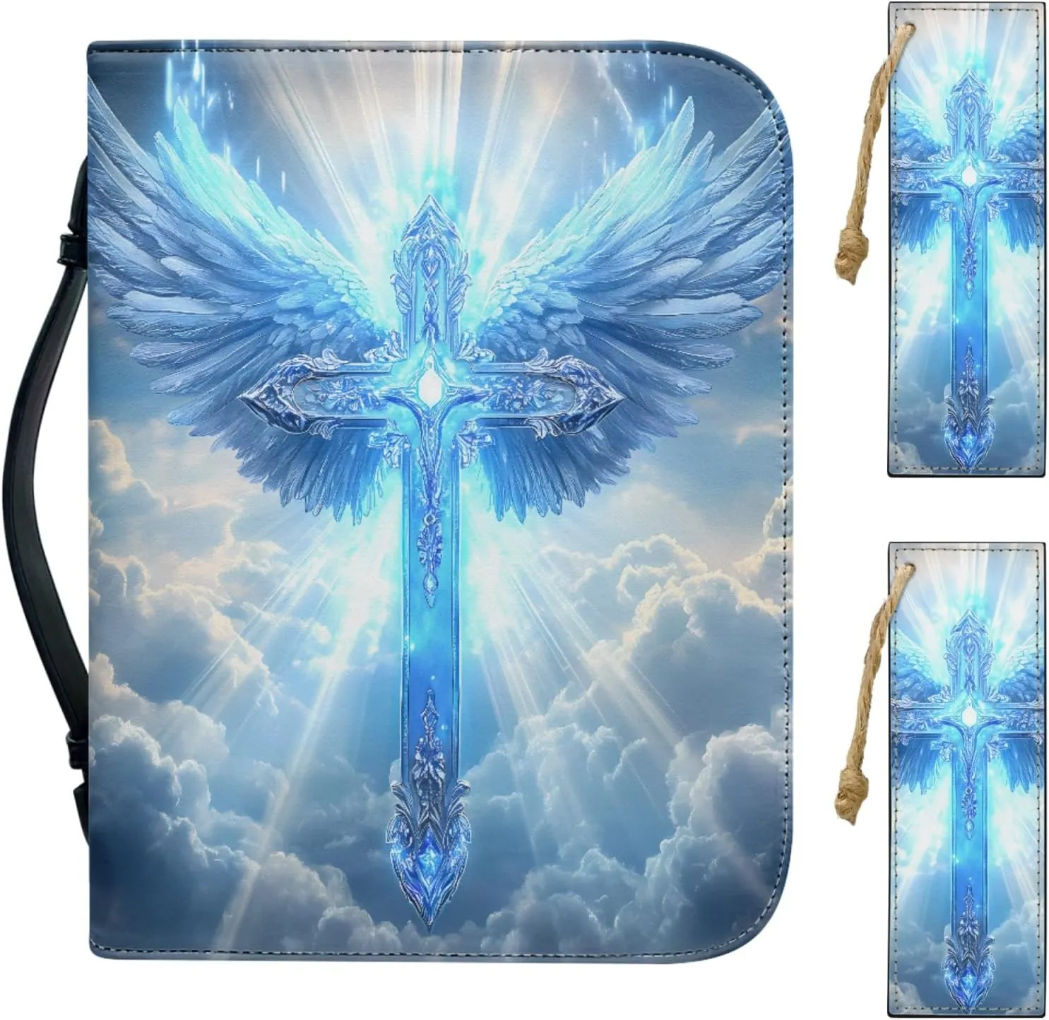 Bible Case - Large Cover for Men and Women, PU Leather Carrying Case With Cross Print