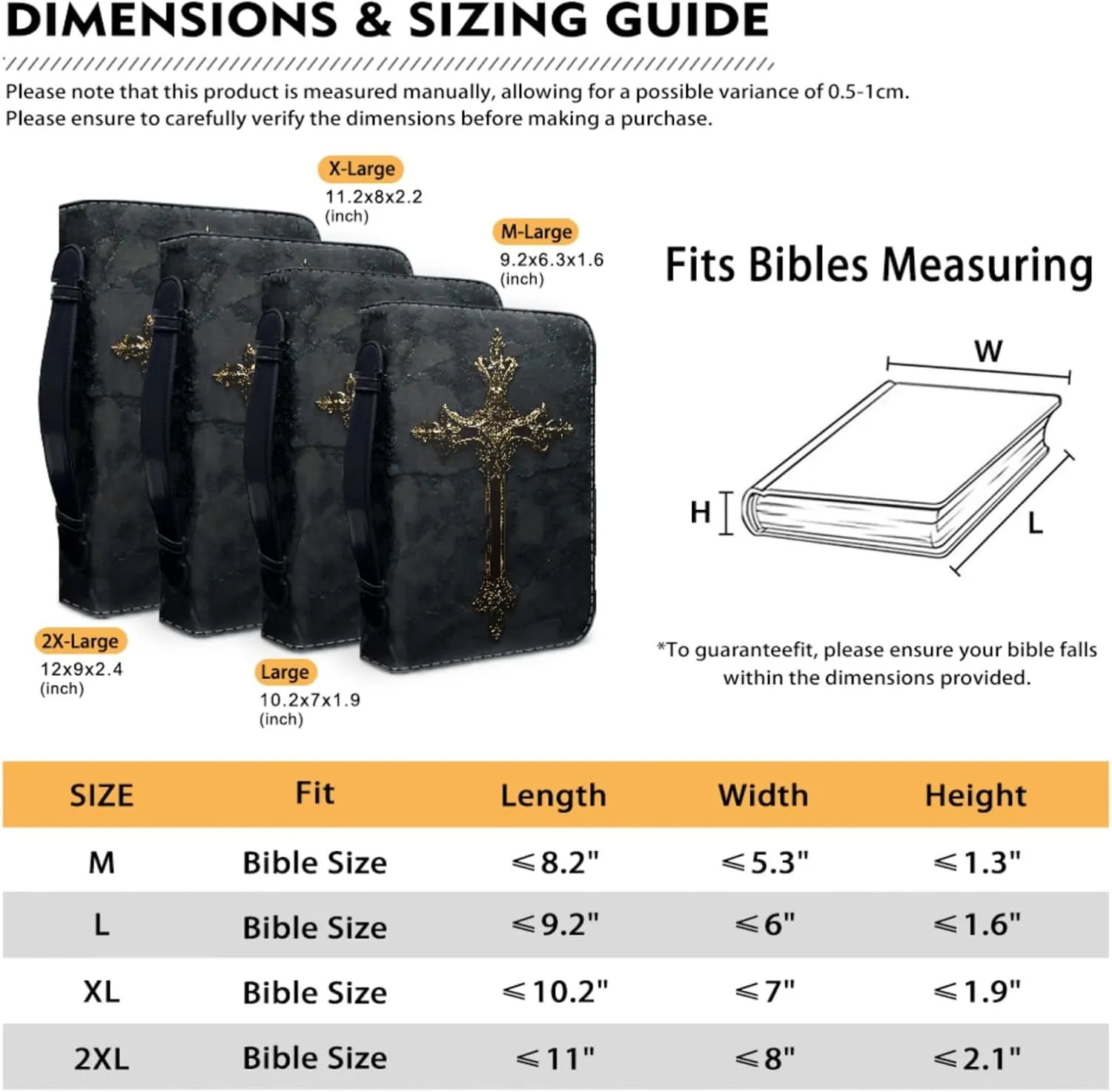 Bible Case - Large Cover for Men and Women, PU Leather Carrying Case With Cross Print