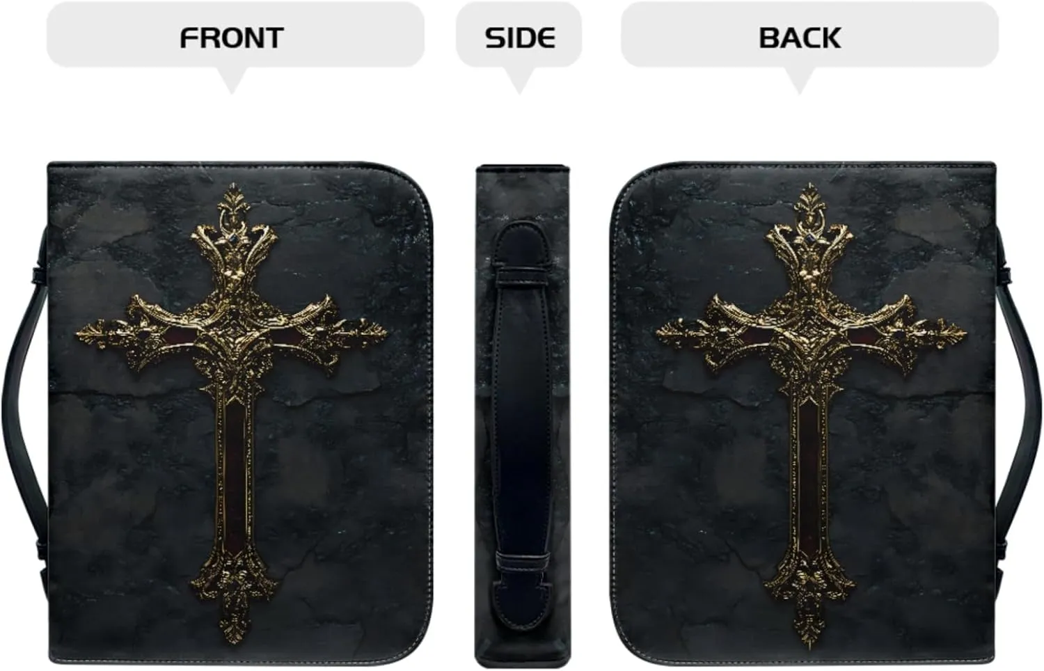 Bible Case - Large Cover for Men and Women, PU Leather Carrying Case With Cross Print