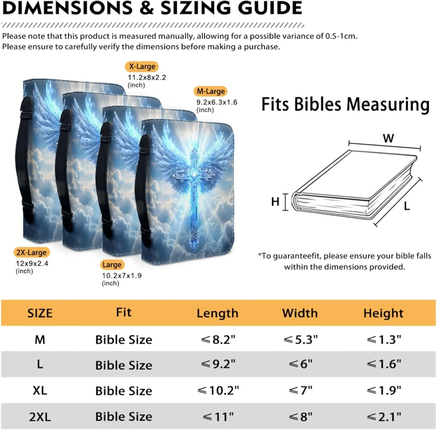 Bible Case - Large Cover for Men and Women, PU Leather Carrying Case With Cross Print