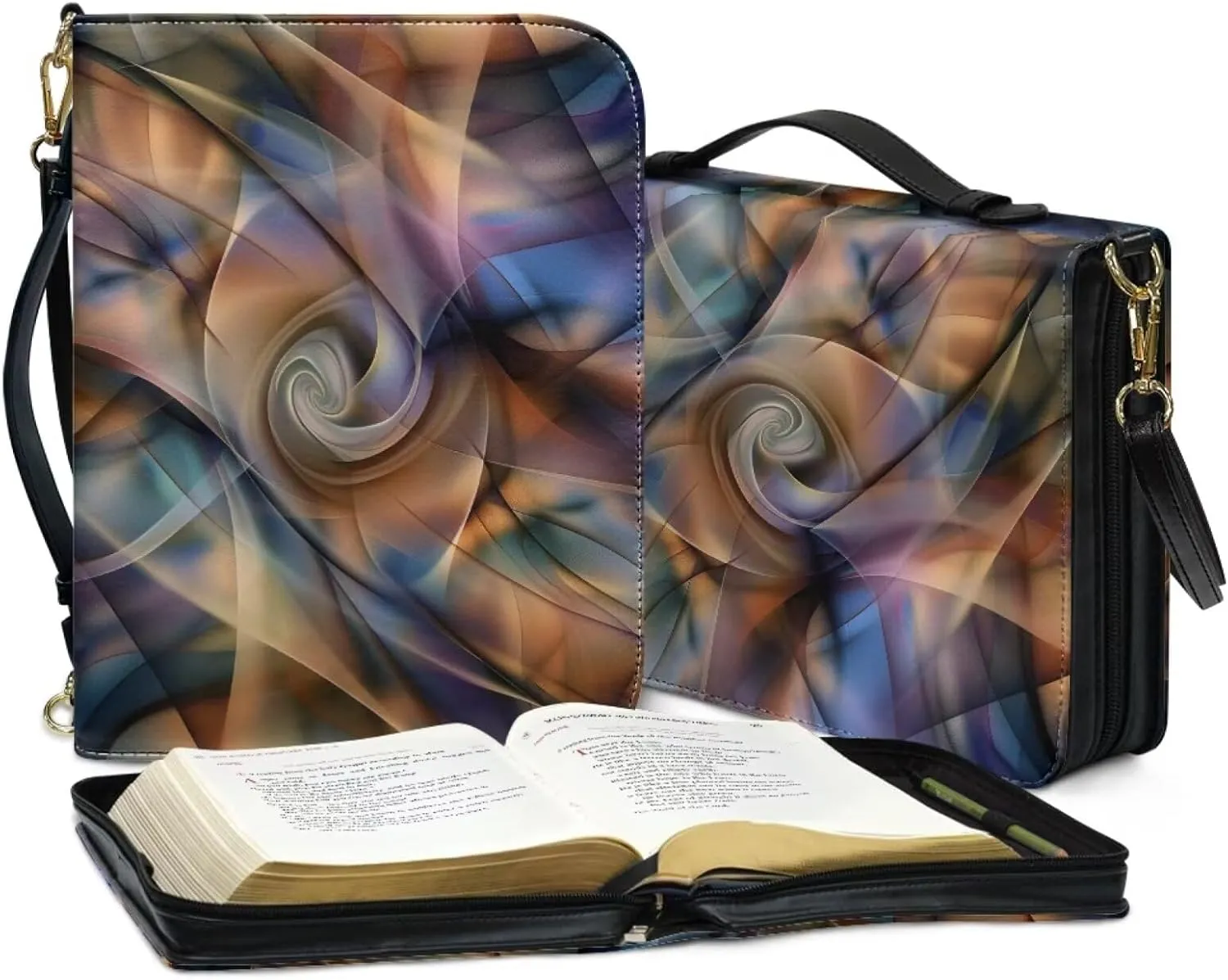 Bible Cover Case for Women, Bible Carrying Size Bag for Study Travel with Detachable Shoulder Strap，Fit Standard Large Bible Gifts for Girls,Art Mandala,M