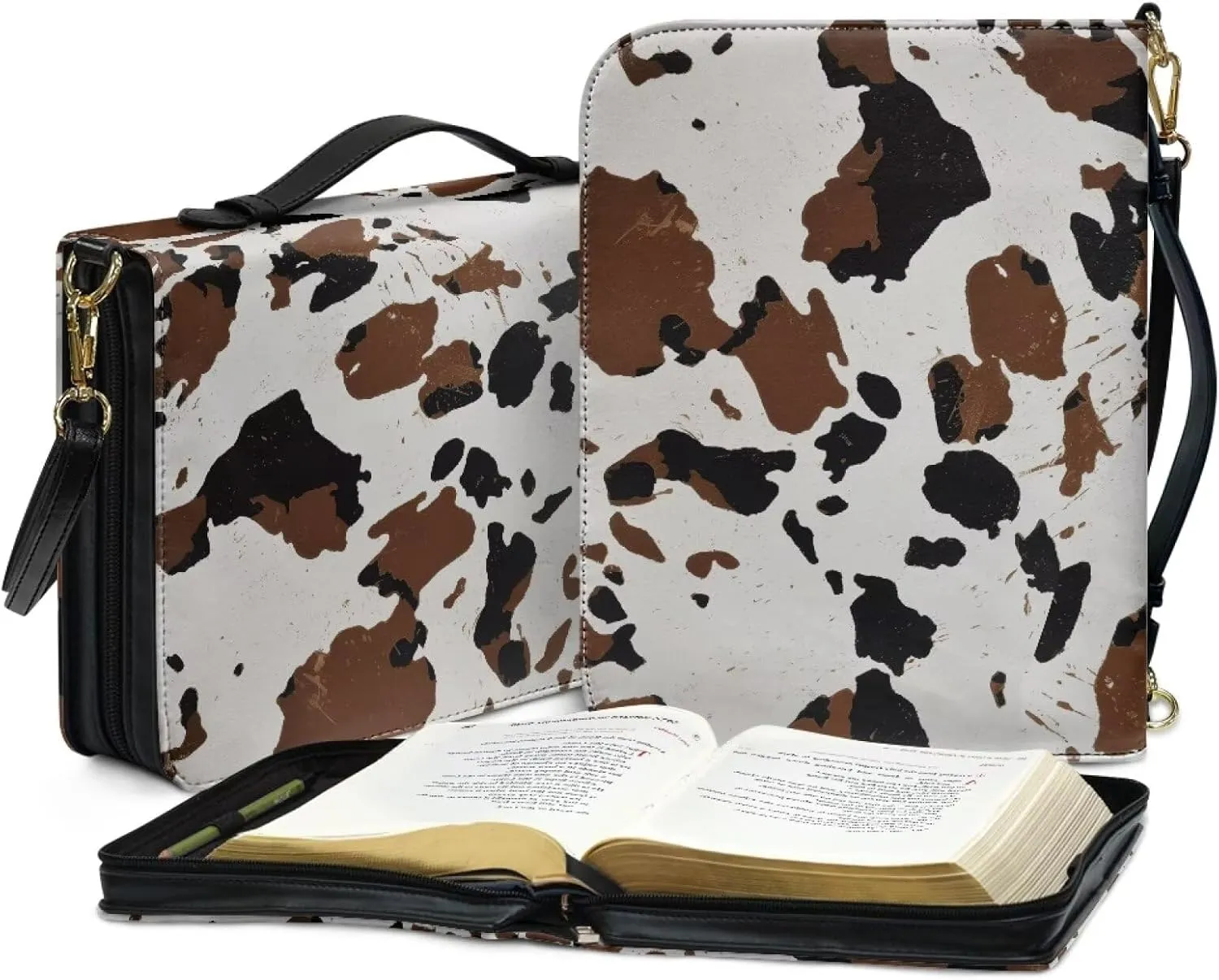 Bible Cover Extra Large Leather Study Bible Carrying Case with Zipper Pocket for Library Church Picnic Hiking