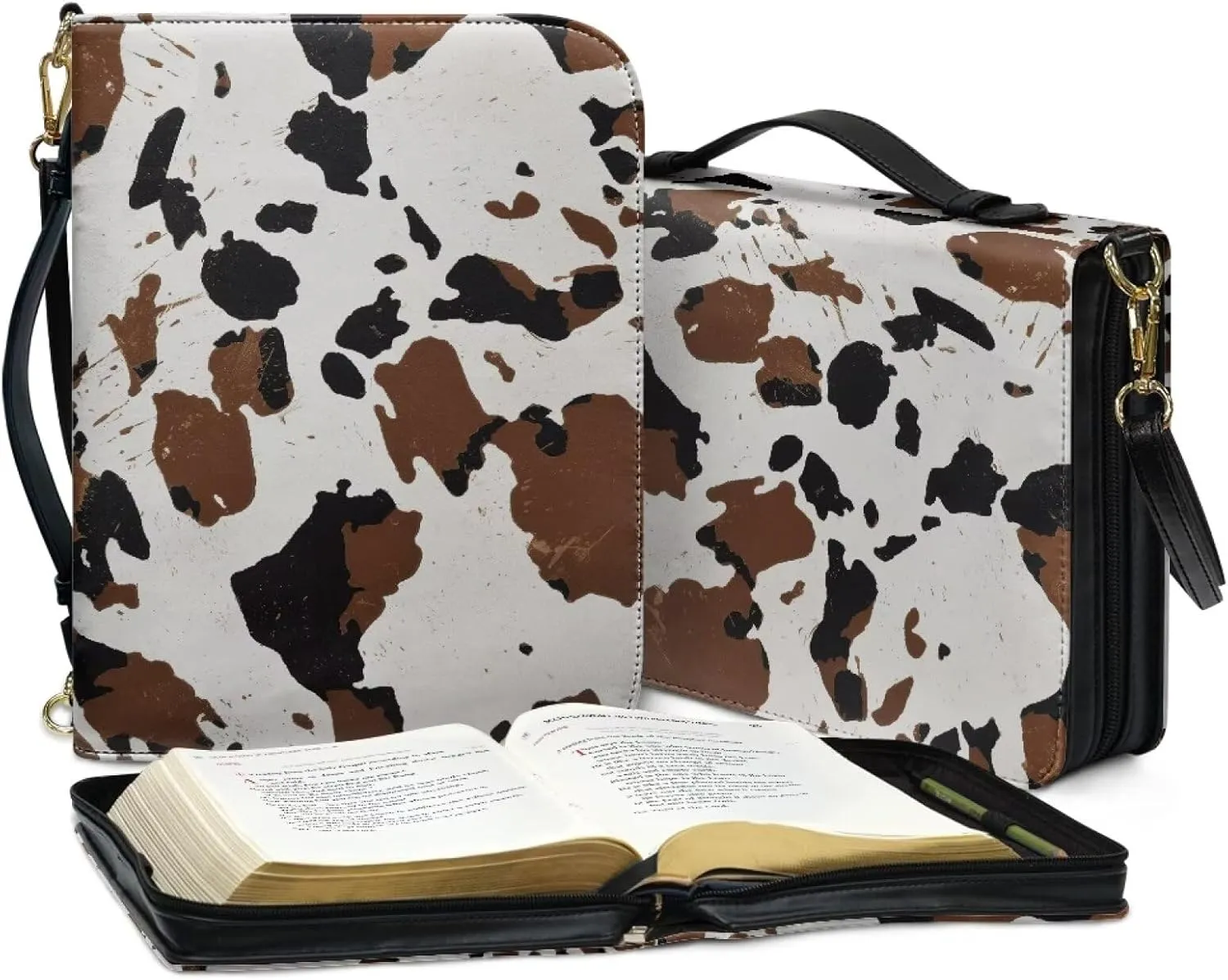 Bible Cover Extra Large Leather Study Bible Carrying Case with Zipper Pocket for Library Church Picnic Hiking
