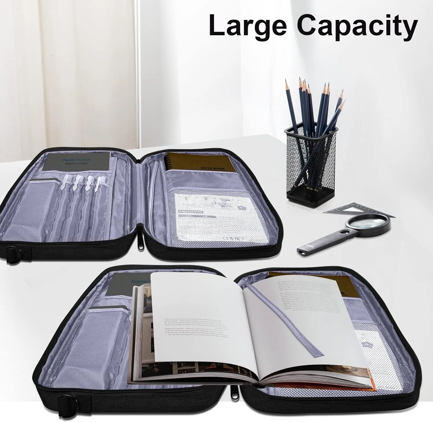 Bible Cover for Men Women, Zippered Bible Carrying Case Bible Protective Bag with Handle and Adjustable Shoulder Strap, Bible Bag for Women Men Kids (Black)