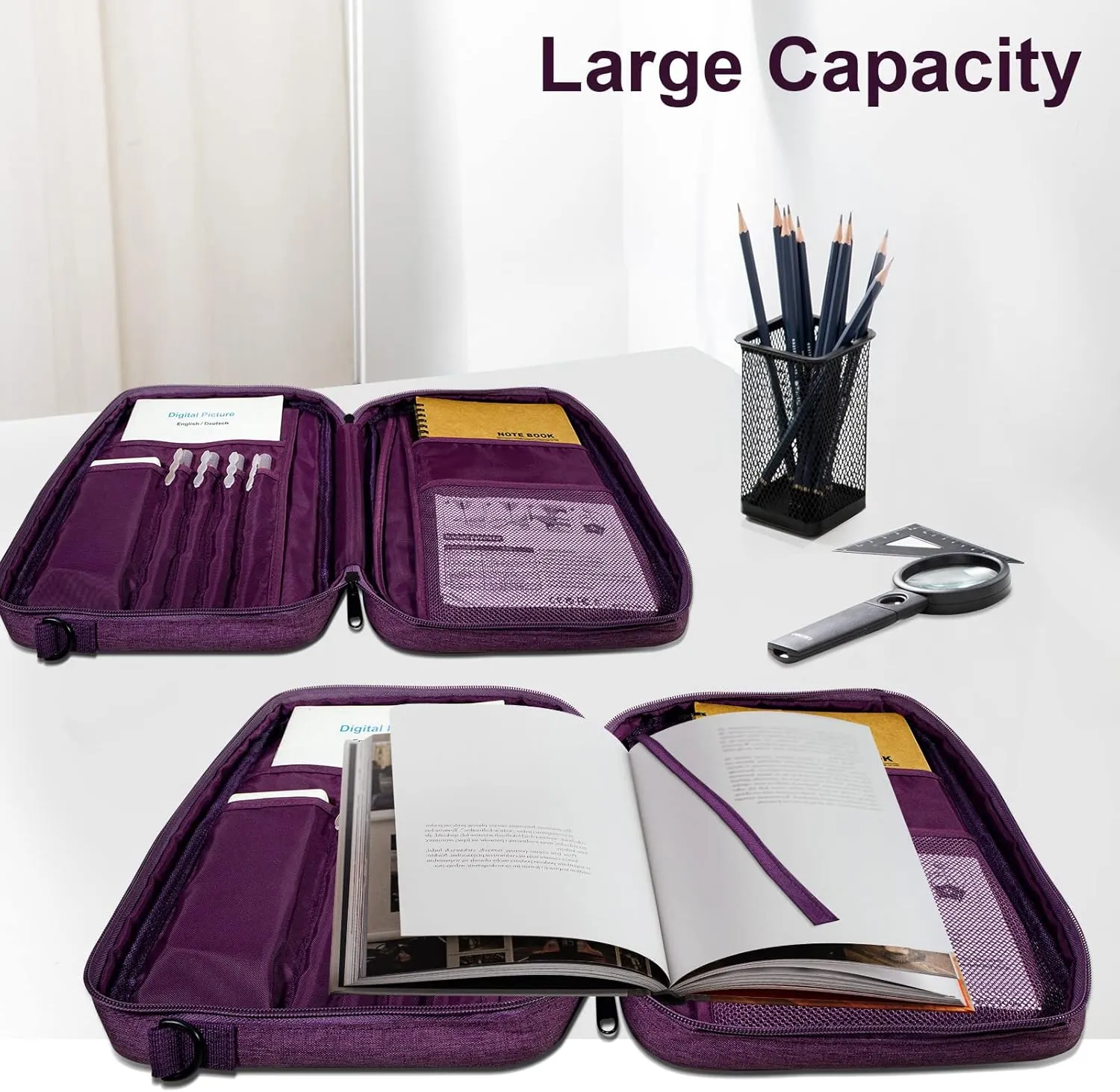 Bible Cover for Men Women, Zippered Bible Carrying Case Bible Protective Bag with Handle and Adjustable Shoulder Strap, Bible Bag for Women Men Kids (Purple)