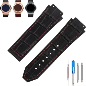 Big Bang Leather 25mm Watch Bands Replacement Fit for Hublot Big Bang 19mm*25mm*22mm Watch Strap Wirstband Bracelet For Men and Women(without metal buckle)