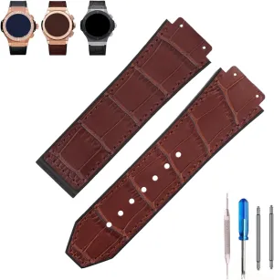 Big Bang Leather 25mm Watch Bands Replacement Fit for Hublot Big Bang 19mm*25mm*22mm Watch Strap Wirstband Bracelet For Men and Women(without metal buckle)