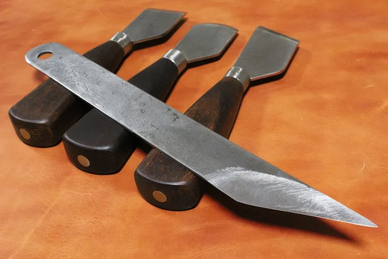 Big Leather Skiving Knife, Wide Leather Skiver One Bevel Kiridashi