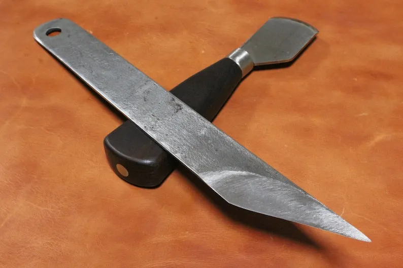 Big Leather Skiving Knife, Wide Leather Skiver One Bevel Kiridashi
