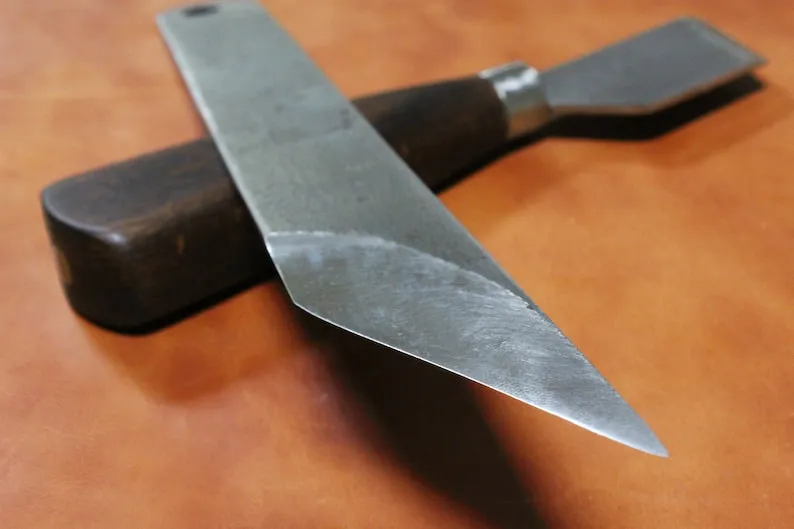 Big Leather Skiving Knife, Wide Leather Skiver One Bevel Kiridashi