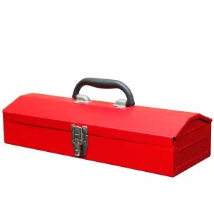 BIG RED ATB213R Torin 16" Portable Metal Tool Box Hip Roof Style Storage Organizer with Metal Latch Closure, Red