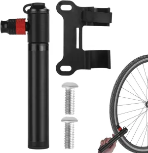 Bike Tire Pump - Compact Size, Metal Body, Matte Black, Valve Nozzle, Mini Pump Head, Secure Clip Mount | Lightweight Frame Design, 110PSI Performance Pump for Mountain Motorbike Riding Trips