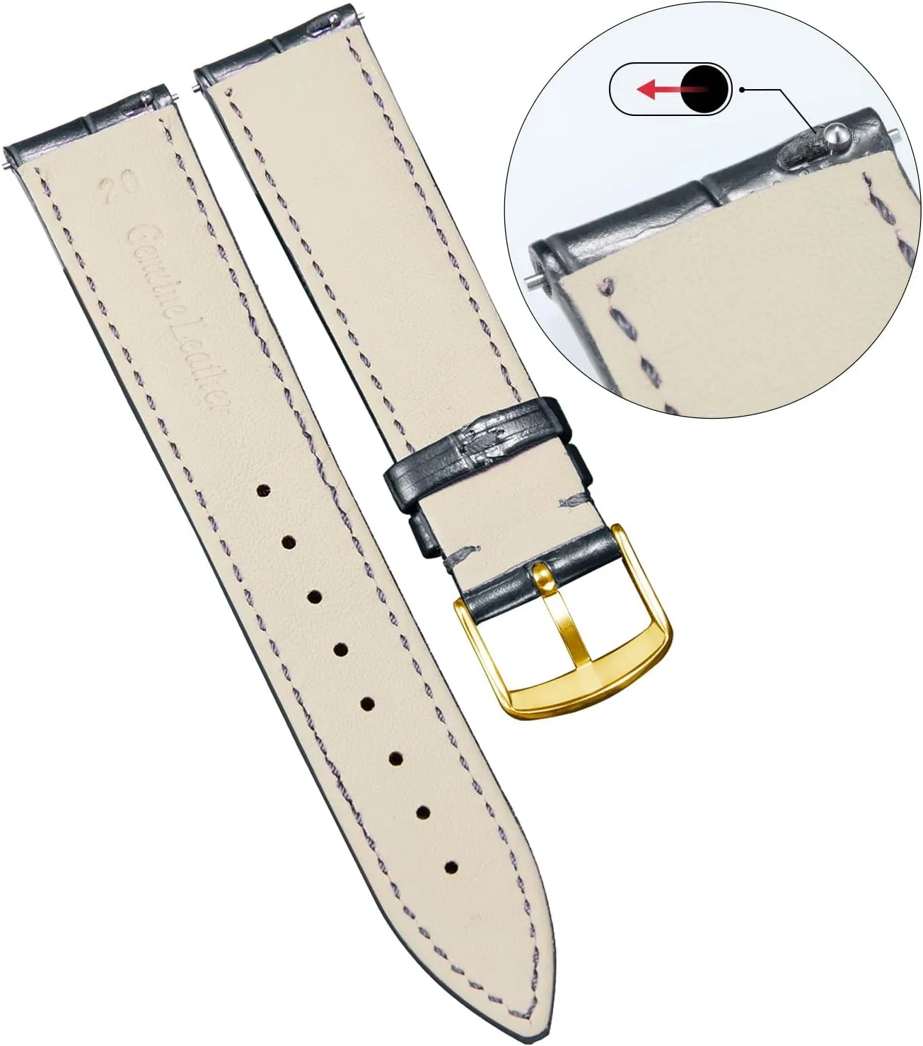 BINLUN Leather Watch Band Genuine Calfskin Replacement Watch Strap Quick Release Crocodile Pattern 10 Colors 13 Sizes for Men Women(10mm,12mm,14mm,16mm,17mm,18mm,19mm,20mm,21mm,22mm,23mm,24mm)