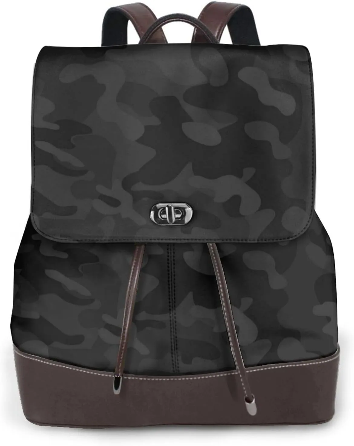 Black Camo Wallpapers Women's casual leather backpack