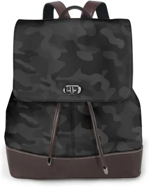 Black Camo Wallpapers Women's casual leather backpack
