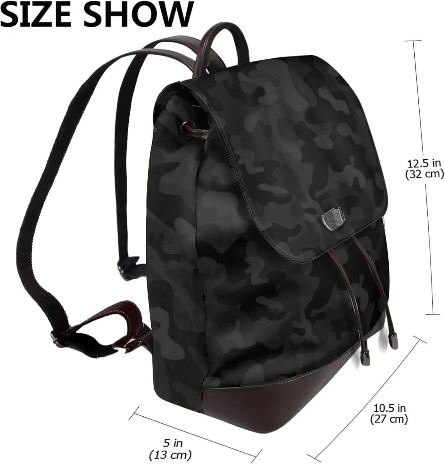 Black Camo Wallpapers Women's casual leather backpack